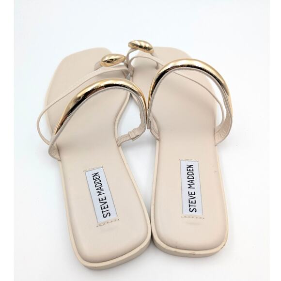 Steve Madden Arley Flip Flop Sandals Women's Beige/Gold Size US10M EU41 - Picture 5 of 10